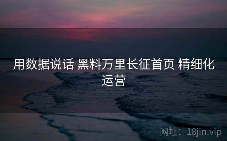 用数据说话 黑料万里长征首页 精细化运营 用数据说话 黑料万里长征首页 精细化运营
